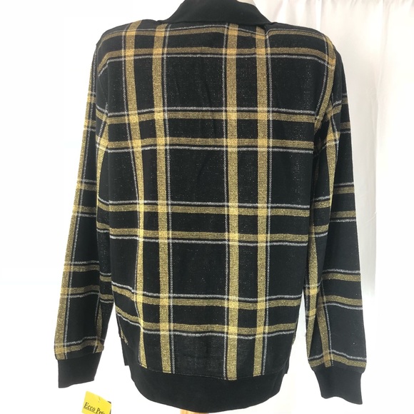 Ecco Petites Cardigan Black With Gold Large Plaid - Picture 4 of 6